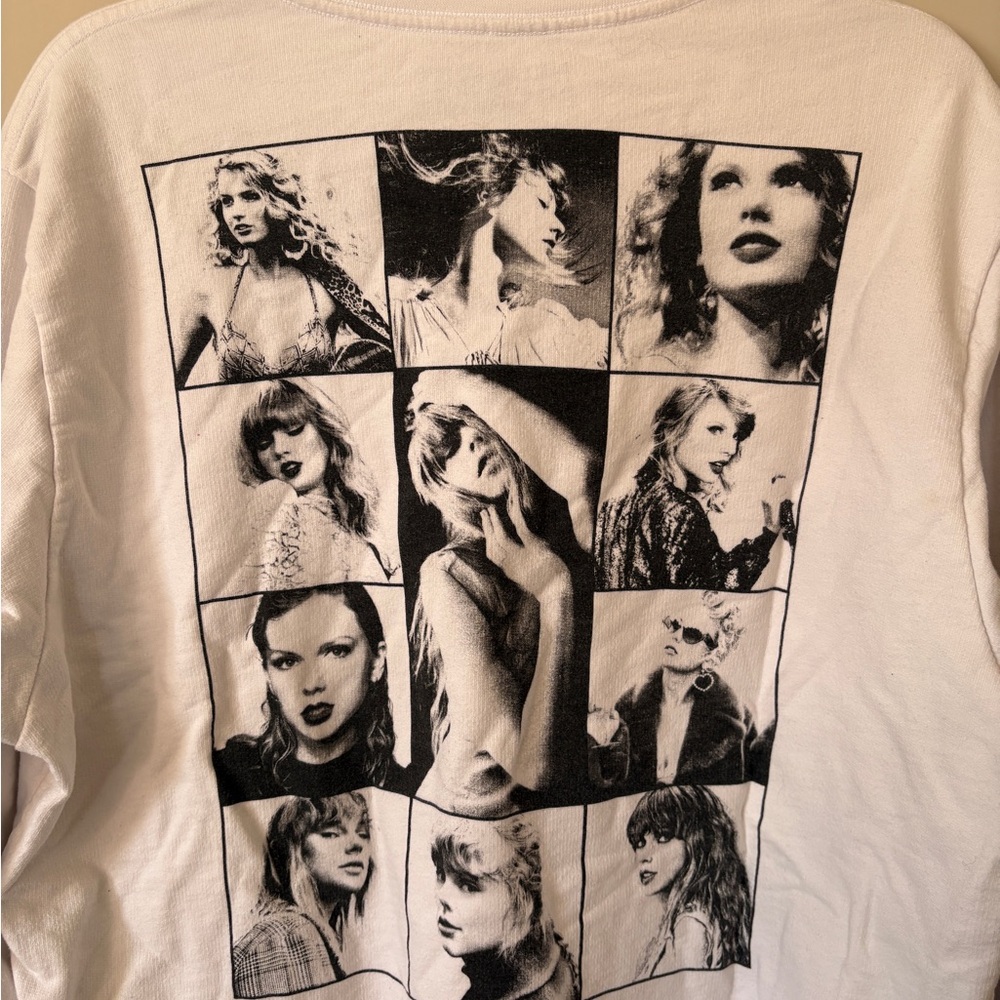 Taylor Swift Black and White Graphic Long Sleeve Top